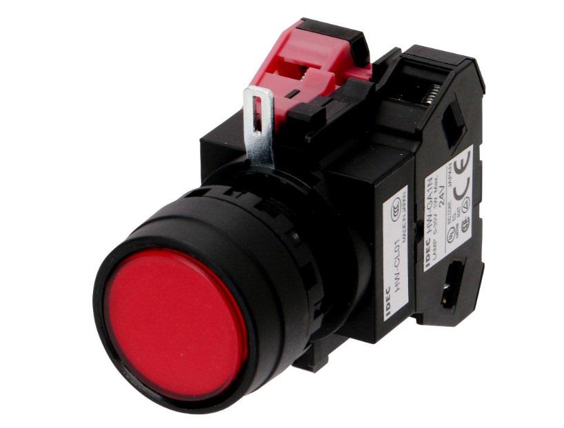 Idec | HW1L-M101Q4R | ET26081219 | Illuminated Round Push Button Switch, Red LED, 24V Ac/dc, Momentary | Push Button Switches | Enrgtech LTD