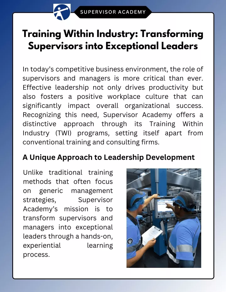 PPT - Training Within Industry: Transforming Supervisors into Exceptional Leaders PowerPoint Presentation - ID:13503748