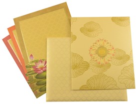 Lotus Theme Designer Wedding Invitation, Lotus Theme Wedding Card