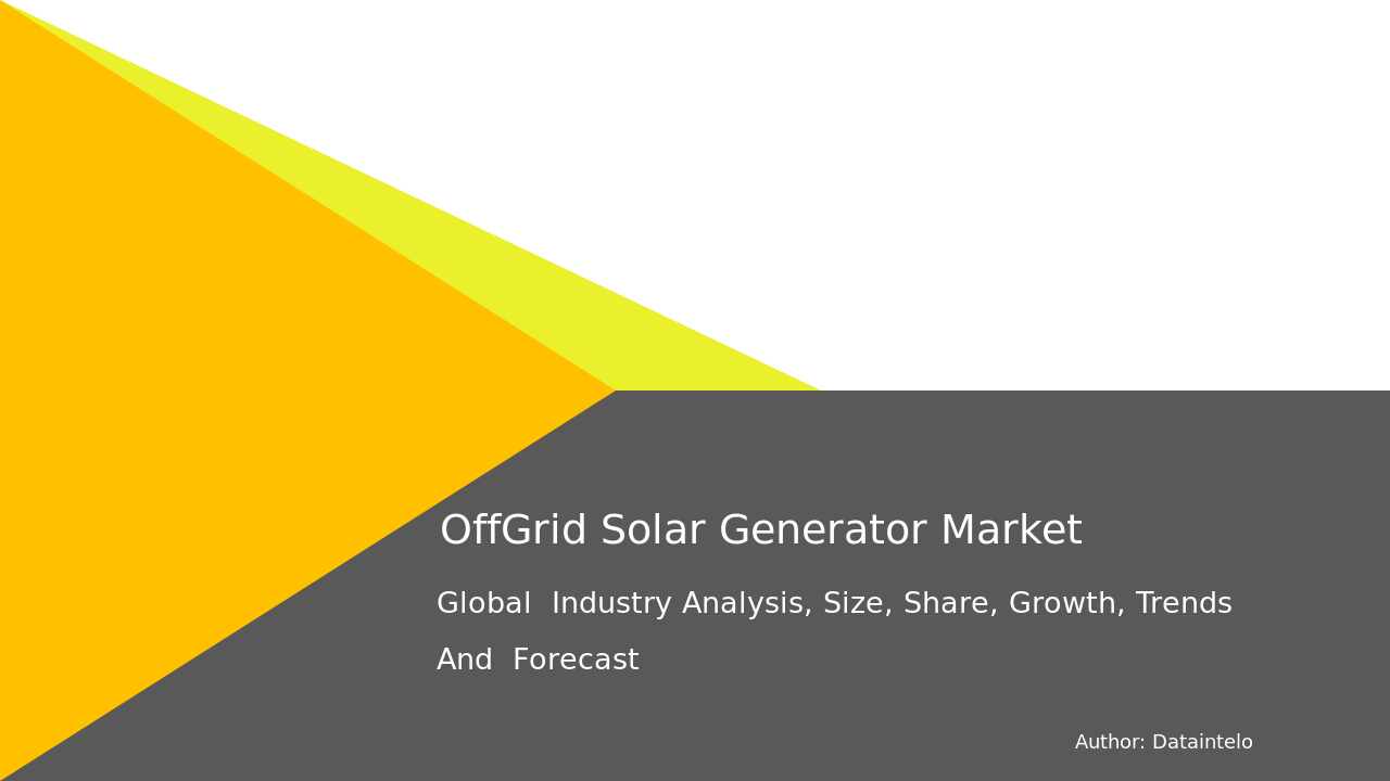 Request For Sample of Off-Grid Solar Generator Market Research Report 2032