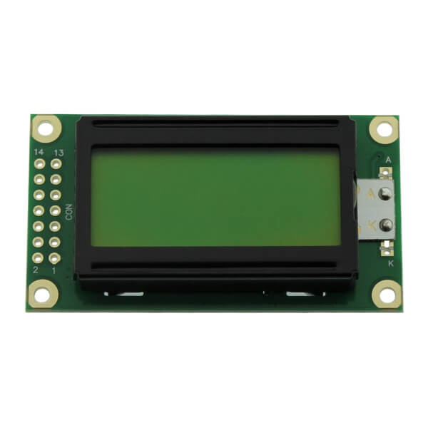 WINSTAR WH0802A-YYH-JT#,  8x2 Character LCD, STN Positive Yellow Green | WH0802A-YYH-JT# | HT204538 | Halltronics