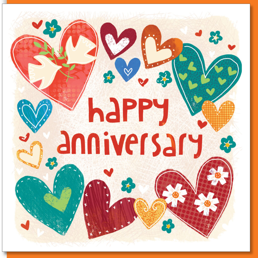 Anniversary Hearts & Doves Greetings Card - The Christian Shop